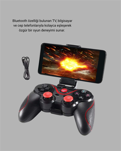 Kablosuz Bluetooth Oyun Kolu Mobil TV PC Uyumlu Ergonomik Tasarım