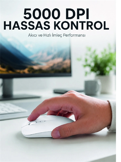 Kablosuz Bluetooth Oyuncu Mouse Sessiz Tıklama Ergonomik Wireless Fare