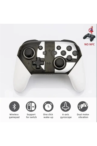 Kablosuz Bluetooth bağlantılı beyaz joystick, Switch Pro uyumlu, hızlı şarj desteği yok