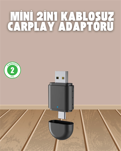 Kablosuz CarPlay Adaptörü – USB-A & Type-C Uyumlu Hızlı Bağlantı Cihazı