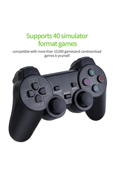Kablosuz Çift Kollu Retro Oyun Kumandası, 32 GB Dahili Hafıza ile PC Uyumlu Siyah Gamepad