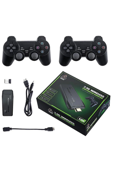 Kablosuz Çift Kollu Retro Oyun Kumandası, 32 GB Dahili Hafıza ile PC Uyumlu Siyah Gamepad
