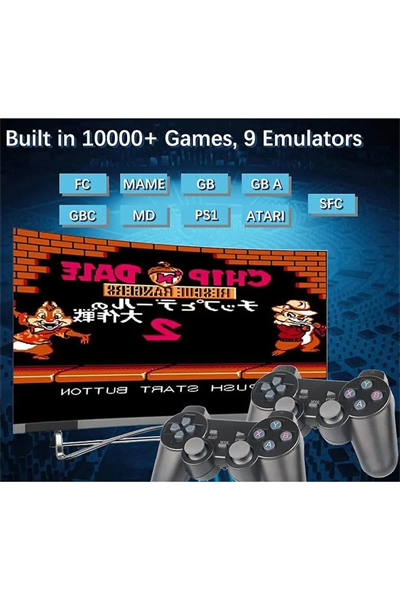 Kablosuz Çift Kollu Retro Oyun Kumandası, 32 GB Dahili Hafıza ile PC Uyumlu Siyah Gamepad