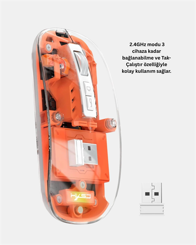 Kablosuz Çift Modlu Mouse – Bluetooth 5.0 + 2.4GHz