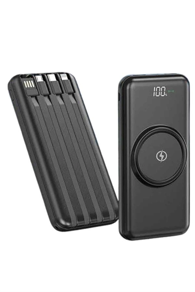 Kablosuz Çoklu Şarj Girişli 10.000 Mah Kablolu Powerbank Taşınabilir