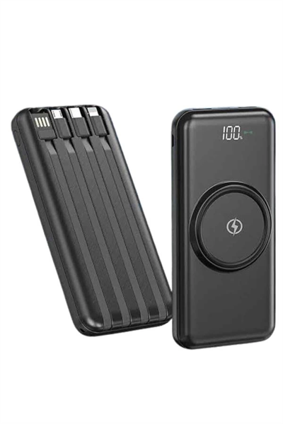 Kablosuz Çoklu Şarj Girişli 10.000 Mah Kablolu Powerbank Taşınabilir