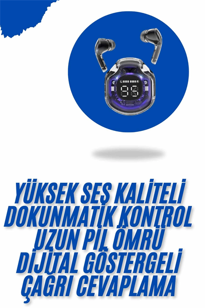 Kablosuz Dijital Göstergeli Powerbanklı IOS ve  Android Uyumlu Kulaklık