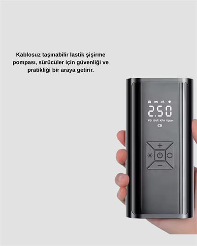 Kablosuz Dijital Lastik Şişirme Pompası LED Işıklı 80W