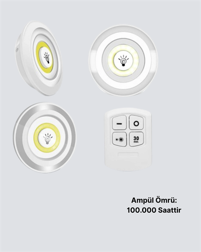 Kablosuz Gün Işığı 3’lü LED Spot Lamba Kumandalı