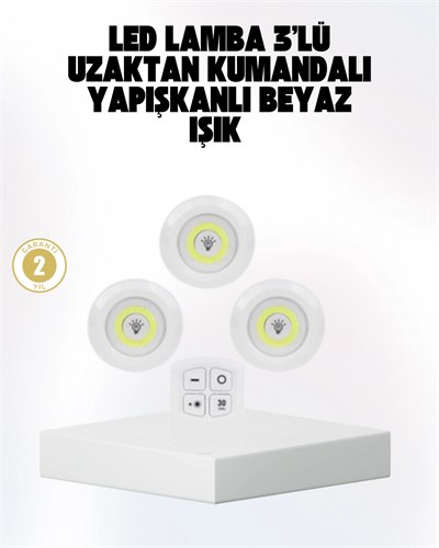 Kablosuz Gün Işığı 3’lü LED Spot Lamba Kumandalı