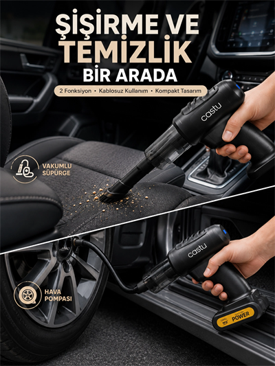 Kablosuz Hava Pompası ve Vakumlu El Süpürgesi