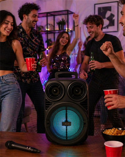 Kablosuz Karaoke Hoparlör Mikrofonlu RGB Işıklı 6.5 İnç Bluetooth Speaker Taşınabilir