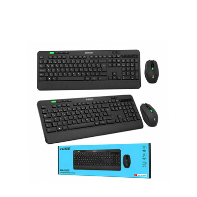 Kablosuz Klavye - Mouse Seti Siyah Usb - Sessiz - Switch Q Klavye Km-2620 Bx40