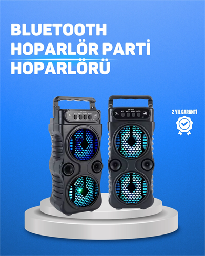 Kablosuz LED Işıklı Bluetooth Hoparlör – FM Radyolu, Mikrofon Girişli