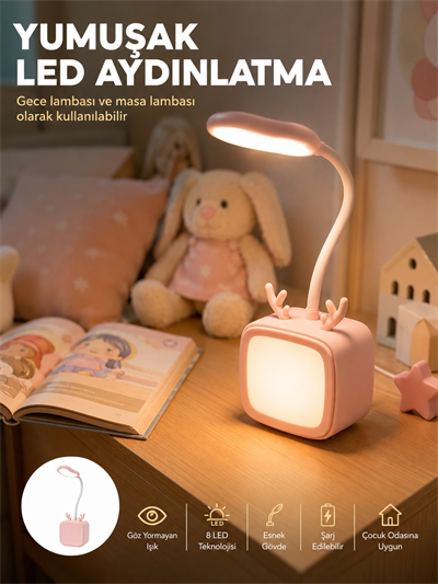 Kablosuz LED Masa ve Gece Lambası Dekoratif Şarjlı Tasarım