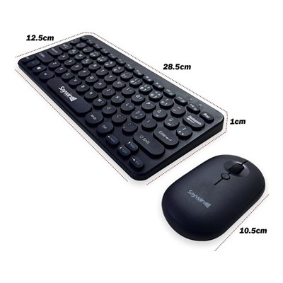 Kablosuz Lacivert Bluetooth Klavye Mouse Seti – Yuvarlak Tuşlu Tasarım, Türkçe Q Dizilim, Taşınabilir, Ev ve Ofis Kullanımına Uygun