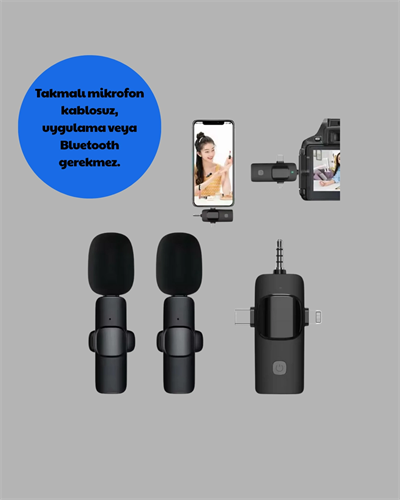 Kablosuz Mikrofon - Telefon ve Bilgisayar Uyumlu
