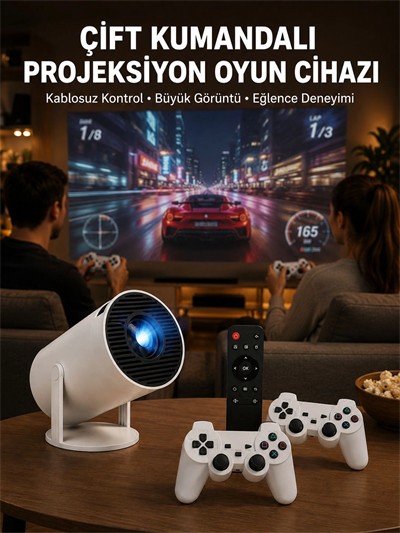 Kablosuz Mini Projeksiyon Cihazı Oyun ve Film İçin Taşınabilir Ev Sineması Yeni Nesil