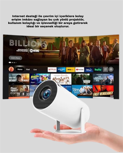 Kablosuz Mini Projeksiyon Cihazı Oyun ve Film İçin Taşınabilir Ev Sineması