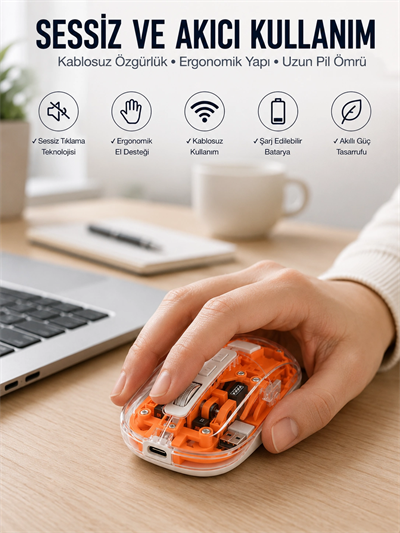 Kablosuz Mouse Fare 5.0 Bluetooth Bağlantılı USB Girişli Yeni Nesil