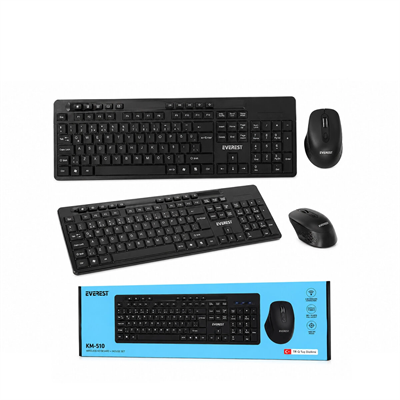 Kablosuz Multimedia Klavye - Mouse Seti Siyah Q Klavye Km-510 Bx40