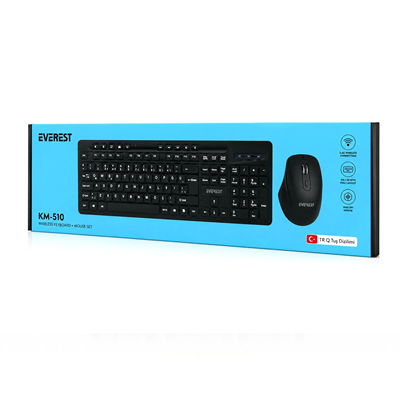 Kablosuz Multimedia Klavye - Mouse Seti Siyah Q Klavye Km-510 Bx40