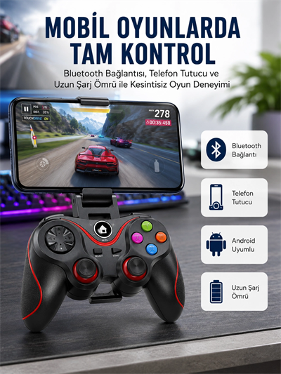 Kablosuz Oyun Kolu Bluetooth Joystick Gamepad Android Uyumlu