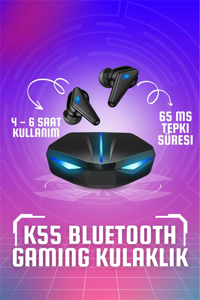 Kablosuz Oyuncu Kulak İçi Kulaklığı, Düşük Gecikmeli, Mikrofon ve RGB Aydınlatmalı, Siyah