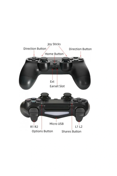 Kablosuz PS4 Oyun Kolu | Wireless Joystick Gamepad | Titreşimli DualShock Uyumlu – Siyah