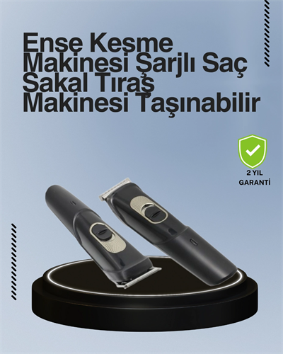 Kablosuz, Paslanmaz Çelik Bıçaklı Profesyonel Saç ve Sakal Tıraş Makinesi – Sessiz, Güçlü ve Ergonomik