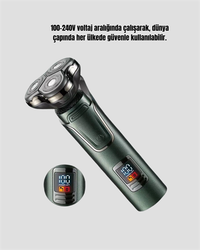 Kablosuz Profesyonel Erkek Bakım Seti – 3 Başlıklı, 3D Akıllı Kesim, Taşınabilir