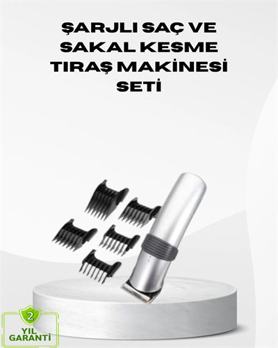 Kablosuz Profesyonel Tıraş Makinesi – Şarjlı, 60 Dakika Kullanım Süreli, Çelik Bıçaklı, Sessiz Motor