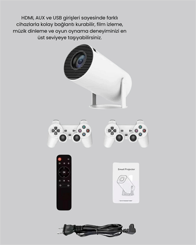 Kablosuz Projeksiyon Cihazı 4K Destekli HDMI USB Oyun Uyumlu