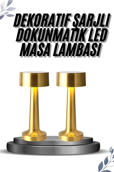 Kablosuz Renkli Masa ve Gece Lambası Altın Rengi Dokunmatik Led Lamba