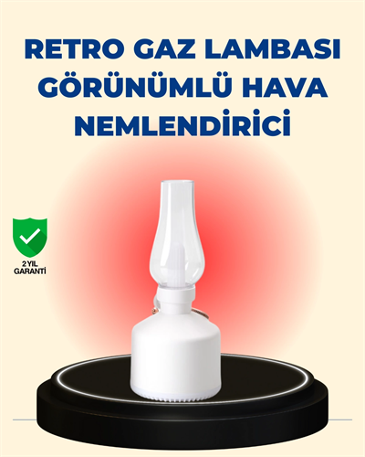 Kablosuz Retro Buhar Makinesi Gaz Lambası Tasarım Ledli Difüzör
