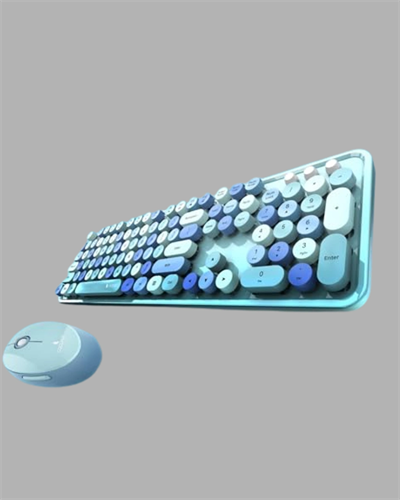 Kablosuz Retro Klavye ve Mouse Seti – 104 Tuşlu Sevimli Tasarım