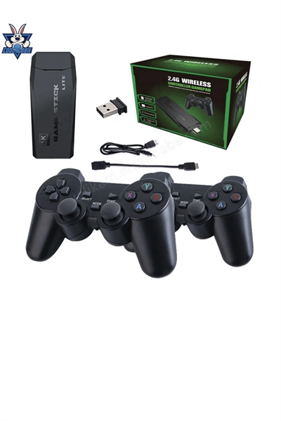 Kablosuz Retro Oyun Çubuğu ile 3500 Klasik Oyun İçeren 4K Uyumlu Çift Kollu Oyun Konsolu