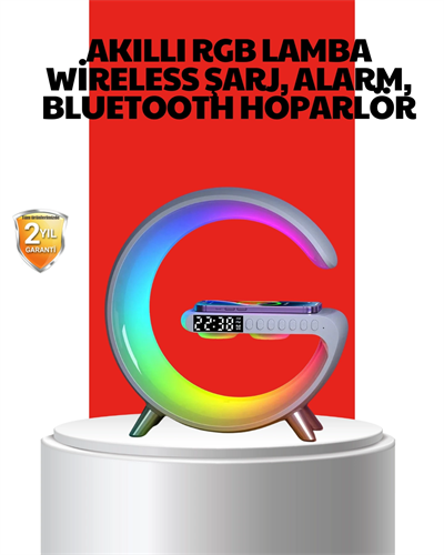 Kablosuz Şarjlı Atmosfer Lambası Bluetooth Hoparlör ve Akıllı Alarm Özellikli