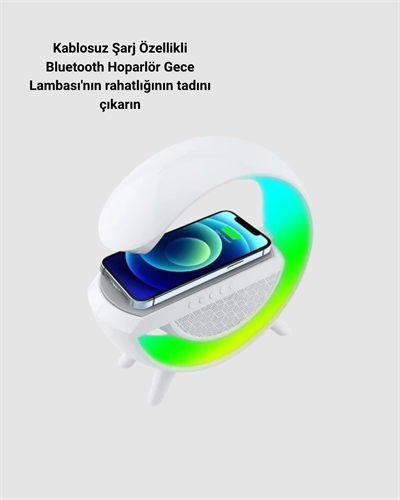 Kablosuz Şarjlı Bluetooth Hoparlör ve Gece Lambası – NFC, FM Radyo, RGB Işık