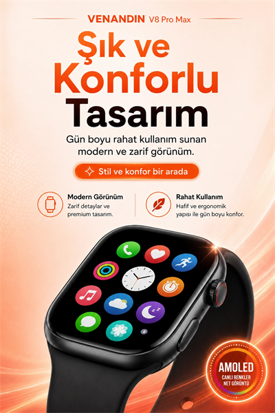 Kablosuz Şarjlı Dokunmatik Ekran Akıllı Saat Arama ve Mesaj Bildirim Destekli