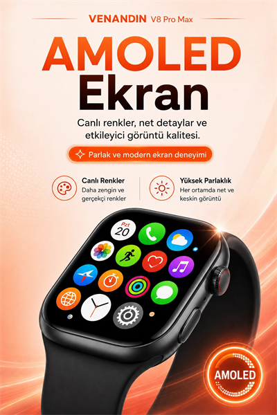 Kablosuz Şarjlı Dokunmatik Ekran Akıllı Saat Arama ve Mesaj Bildirim Destekli