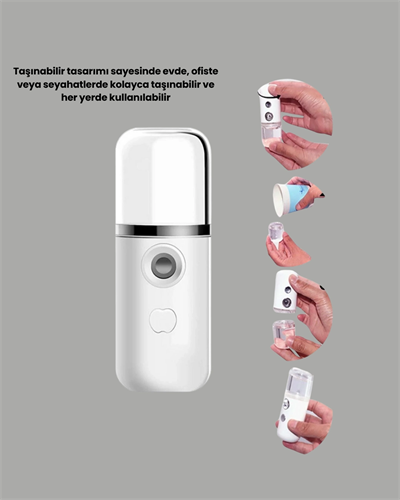 Kablosuz Şarjlı Mini Buhar Nemlendirici – Cilt ve Ortam İçin Taşınabilir Akıllı Cihaz