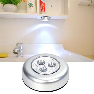 Kablosuz Spot Pilli Dokunmatik Led Lamba 3 Ledli Dolap Lambası (3936)