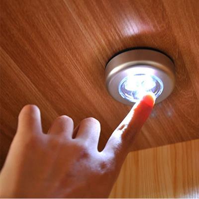 Kablosuz Spot Pilli Dokunmatik Led Lamba 3 Ledli Dolap Lambası (3936)