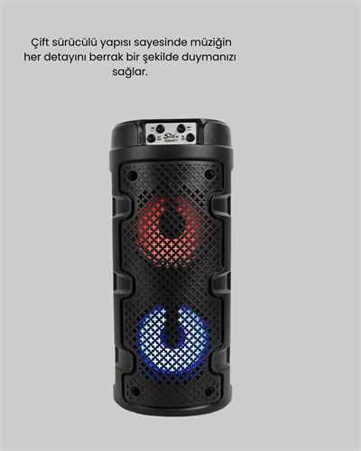 Kablosuz Stereo Hoparlör USB + SD Kart + AUX Destekli Bluetooth 5.0