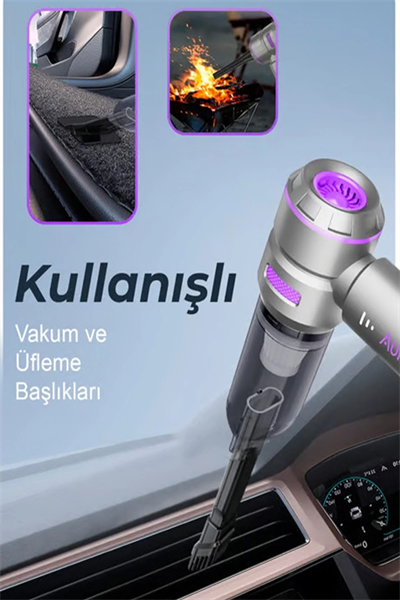 Kablosuz Taşınabilir Araç İçi El Süpürgesi 17000pa Güçlü Vakum 4’ü 1 Arada Çok Amaçlı Temizlik