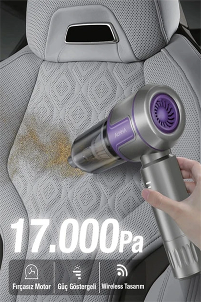 Kablosuz Taşınabilir Araç İçi El Süpürgesi 17000pa Güçlü Vakum 4’ü 1 Arada Çok Amaçlı Temizlik