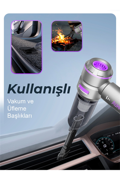 Kablosuz araç içi süpürge vakum gücü fırçasız motor üfleme vakum 2 yıl garantili
