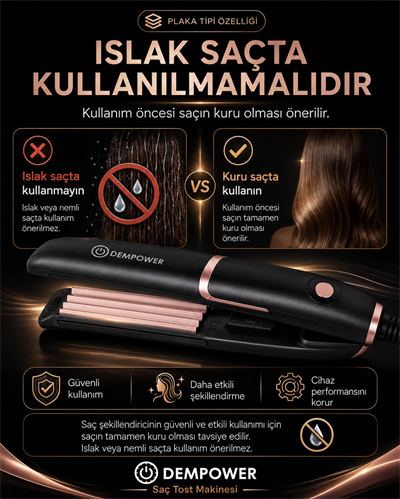Kadınlar İçin Dalgalı ve Hacimli Görünüm Sağlayan Profesyonel Saç Tost Şekillendirme Makinesi