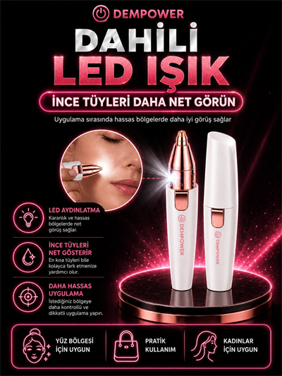 Kadınlar İçin Hassas Tüy Alma ve Kaş Düzeltme Özellikli Mini Epilasyon Aleti